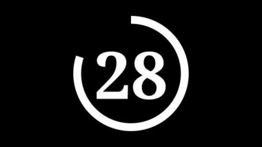 Beyaz daire gerisayımlı 35 saniye geri sayım zamanlayıcısı ve siyah arkaplanda beyaz sayı geri sayımı