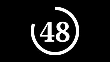 Beyaz daire gerisayımlı geri sayım zamanlayıcısı ve siyah arka planda beyaz numara geri sayımı. 60 saniye geri sayım zamanlayıcısı