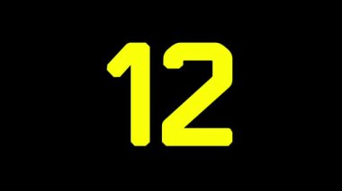 Sayılar, sayma ve teknolojik temalar hakkında eğitim materyalleri için uygun siyah arkaplan üzerinde koyu sarı geri sayım animasyonuna sahip 15 saniye geri sayım zamanlayıcısı