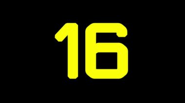 Sayılar, sayma ve teknolojik temalar hakkında eğitim materyalleri için uygun siyah arkaplan üzerinde koyu sarı geri sayım animasyonuna sahip 20 saniye geri sayım zamanlayıcısı