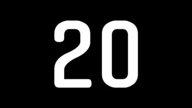 Dijital projeler, geri sayım ve sunumlar için uygun beyaz sayılarla siyah arkaplan üzerinde 25 saniye geri sayım zamanlayıcısı