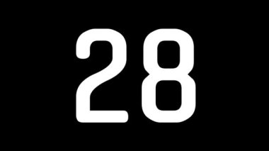 Dijital projeler, geri sayım ve sunumlar için uygun beyaz sayılarla siyah arkaplan üzerinde 35 saniye geri sayım zamanlayıcısı