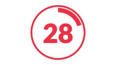 Kırmızı daire içinde kırmızı sayılı geri sayım zamanlayıcısı olan 35 saniye geri sayım, geri sayım, zaman yönetimi, verimlilik, süre, aciliyet ve verimlilik için uygun