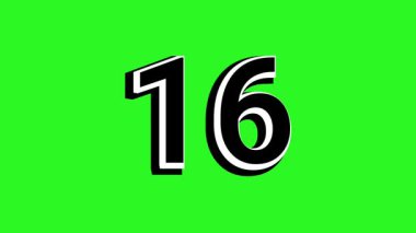 20 saniye geri sayım zamanlayıcısı. Yeşil ekranda kalın ve göze çarpan bir sayı.