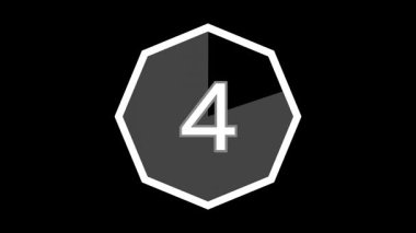 İşaret, yaş, eğitim ve sayısal kavramlar için uygun beyaz sekizgen üzerinde 5 saniye beyaz geri sayım zamanlayıcısı