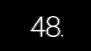 Siyah ekranda beyaz neon sayılı geri sayım zamanlayıcısı, geri sayım için uygun teknoloji, başarılar, aktivite tamamlama süresi, proje zamanı hesaplaması, sunum