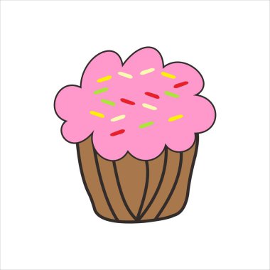 Kekin beyaz arkaplandaki vektör çizimi