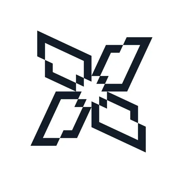 Litera Abstractă Logo Geometric Hexagonal Negru Izolat Fundal Alb — Vector de stoc