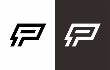 P harfi monogram tasarımı. İlk logo monogram vektör şablonu. Basit amblem simgesi işaret tasarımı.
