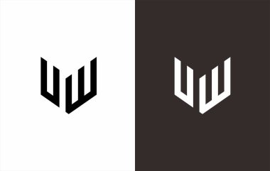 İlk harf monogram logo ya da logo tasarımı. Kalkan ve iki simgeyle izole edilmiş şablon