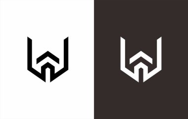 Modern harf logosu monogram tasarım şablonu. Baş harfler veya w için monogram tasarımı