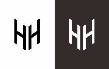 Rozetli üçgen kalkan stili logo şablonu olan ilk harf logosu, iki logo tasarımı