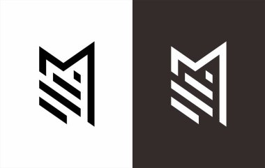 İlk monogram harfi m logo tasarım vektör şablonu. m m harfli logo tasarımı