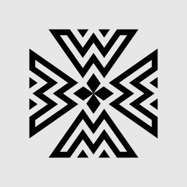 Geometrik süs. siyah ve beyaz vektör çizimi. Web şablonu