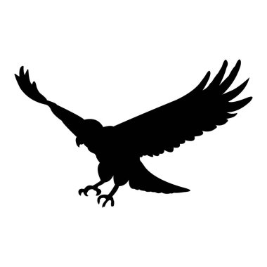 Siyah siluet kartal beyaz arkaplanda izole