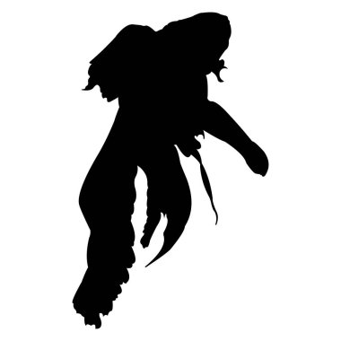 Beyaz elbiseli ve fırçalı bir kadının vektör silueti.