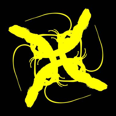 Sarı mürekkep fırçası darbeleri.