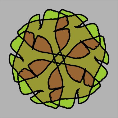 Gri arkaplanda renkli renkleri olan soyut ve fauna seramik motif tasarımı