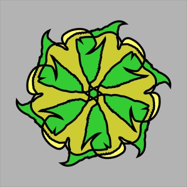 Gri arkaplanda renkli renkleri olan soyut ve fauna seramik motif tasarımı