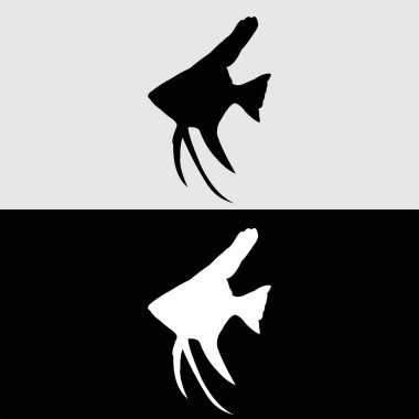 Siyah ve beyaz renkli melek balığı logosu tasarımı