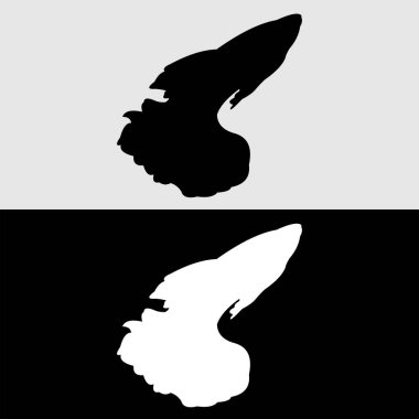 Guppy balık silueti logo tasarımı beyaz ve siyah arkaplan