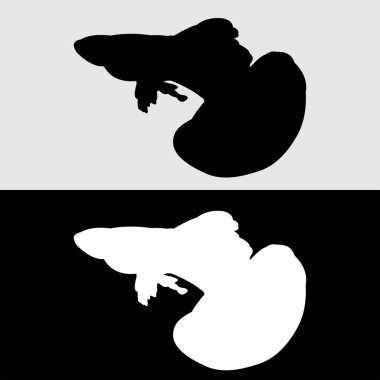 Guppy balık silueti logo tasarımı beyaz ve siyah arkaplan