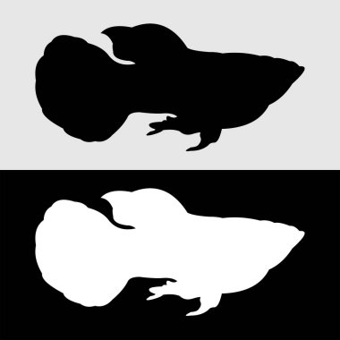 Guppy balık silueti logo tasarımı beyaz ve siyah arkaplan