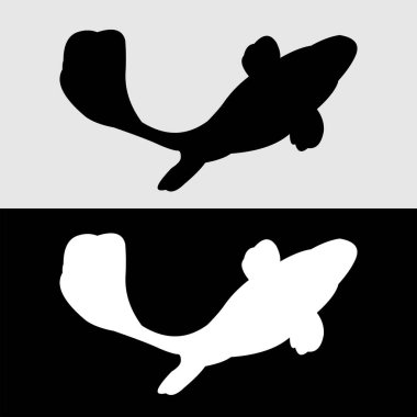 Guppy balık silueti logo tasarımı beyaz ve siyah arkaplan