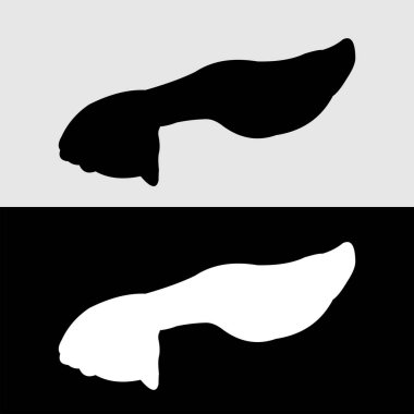 Guppy balık silueti logo tasarımı beyaz ve siyah arkaplan