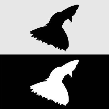 Guppy balık silueti logo tasarımı beyaz ve siyah arkaplan