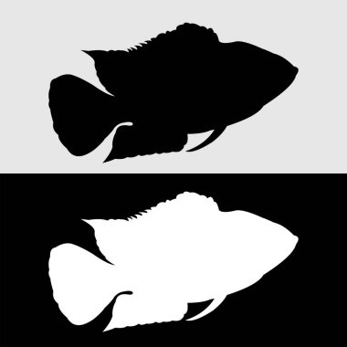 Louhan balık logosu siyah ve beyaz renkli siluet tasarımı