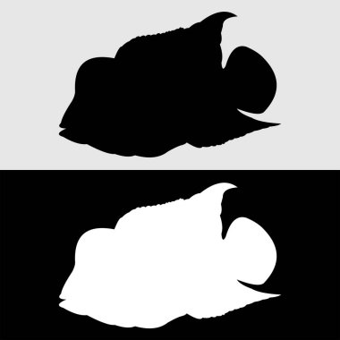 Louhan balık logosu siyah ve beyaz renkli siluet tasarımı