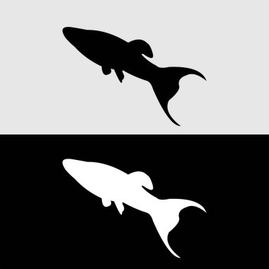 Platy Fish siluet logo tasarımı beyaz ve siyah arkaplan