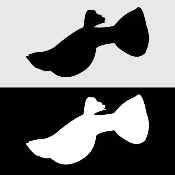 Guppy balık silueti logo tasarımı beyaz ve siyah arkaplan