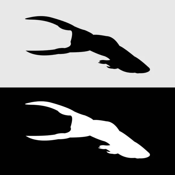 Guppy balık silueti logo tasarımı beyaz ve siyah arkaplan