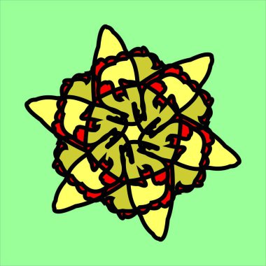 yeşil arkaplan ile çeşitli renklerde vektör seramik motif tasarımı