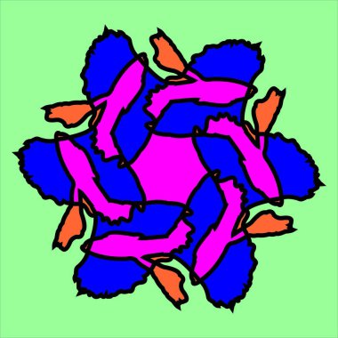 yeşil arkaplan ile çeşitli renklerde vektör seramik motif tasarımı