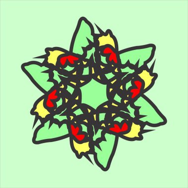 yeşil arkaplan ile çeşitli renklerde vektör seramik motif tasarımı