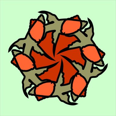 yeşil arkaplan ile çeşitli renklerde vektör seramik motif tasarımı