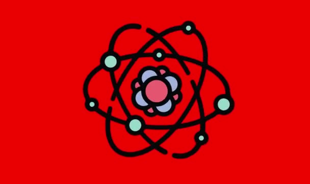Röd Atom Ikon Animation Video — Stockvideo