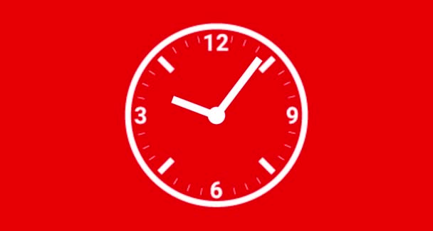 Relógio Vermelho Fundo Branco — Vídeo de Stock