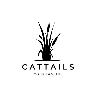 Cattails doğa logo vintage şablon çizim tasarımı