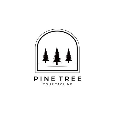Çam ağacı doğası logo vektör vintage sembolü çizim tasarımı