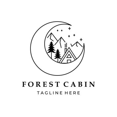 kabin ormanı logo hattı sanat logosu illüstrasyon tasarımı grafiği