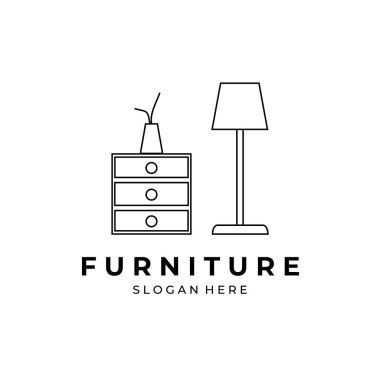 Mobilya Minimalist logo çizgisi sanat vektör çizimi tasarımı