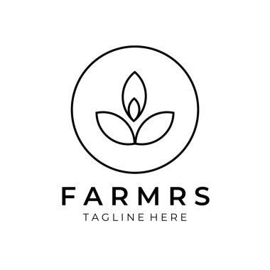 çiftlik logosu çizgisi sanat rozeti tasarımı