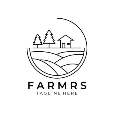 çiftlik logosu çizgisi sanat rozeti tasarımı