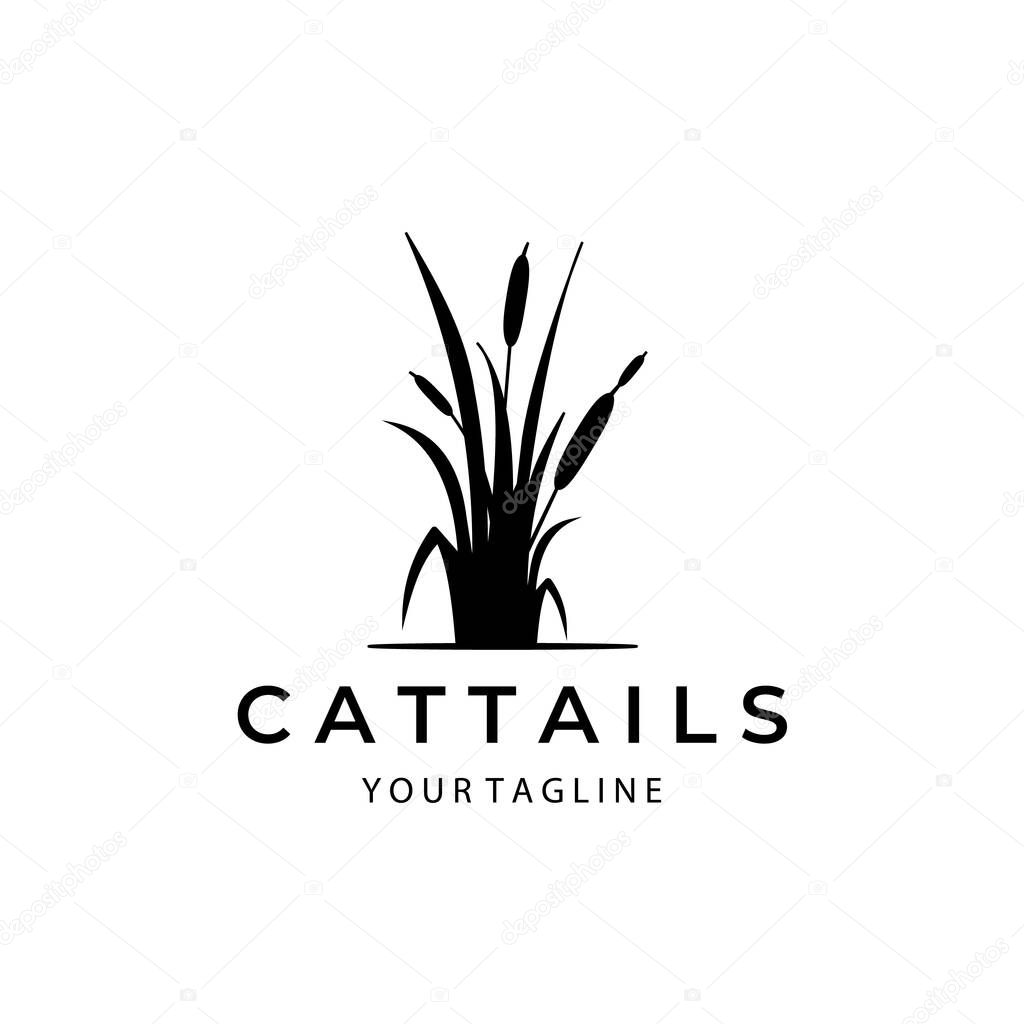 Cattails nature logo vintage template symbol illustration design