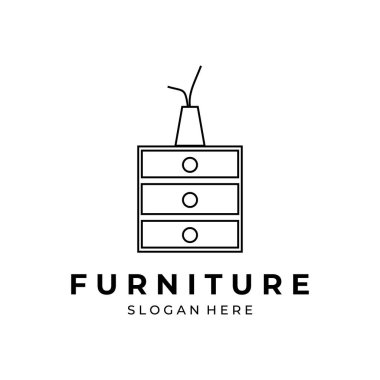 Minimalist mobilya logosu sanat vektör çizimi tasarımı