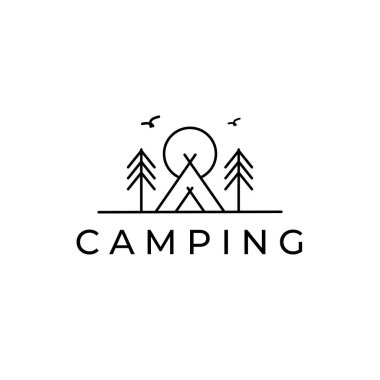 Kamp ve açık hava macera logosu çizimi sanat vektörü çizimi tasarımı